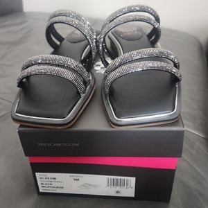 Vince Camuto Women's Peomi Crystal Strap Sandals Black Size 9 New
